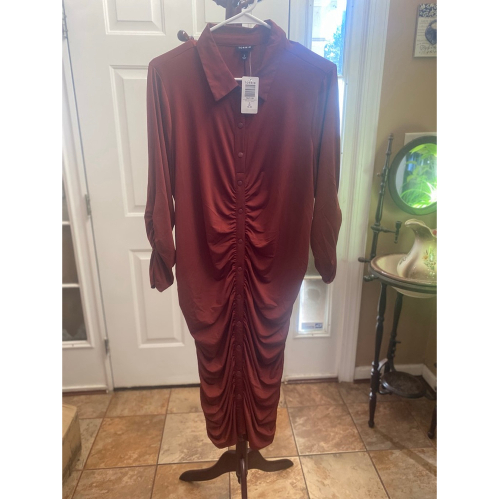 Women's TORRID Long Sleeve Dress Plus Size 2X Rust